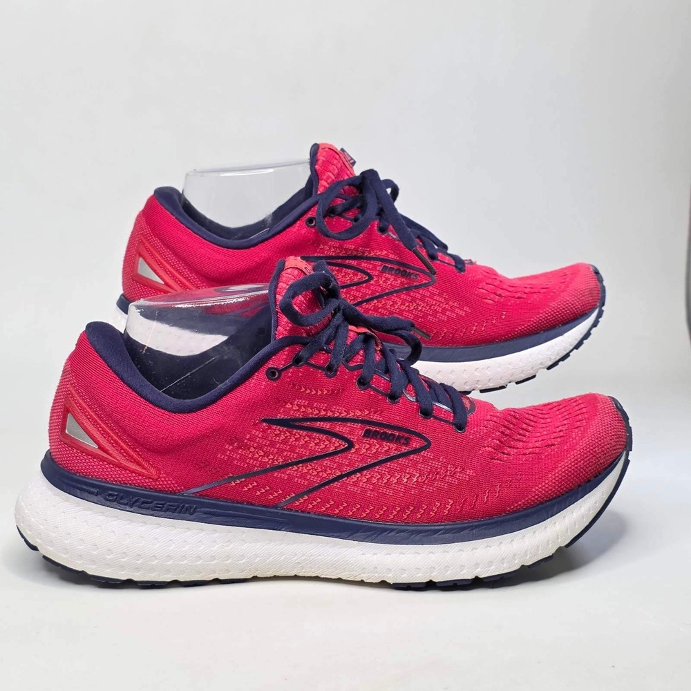 Brooks Glycerin 19 Running Shoes Women's 9.5 Pink Navy Comfort Athletic Sneakers